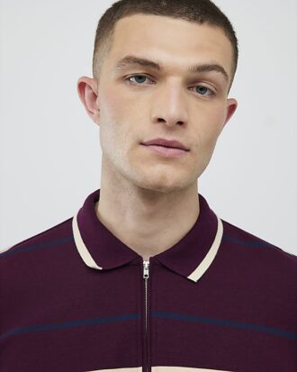 Red Slim Fit Stripe Polo Shirt