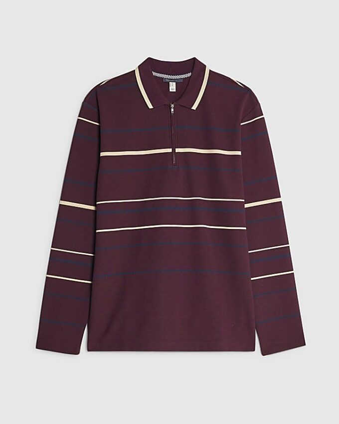 Red Slim Fit Stripe Polo Shirt