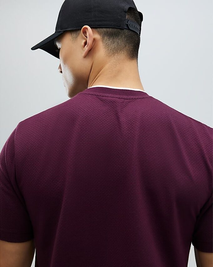 Red Slim Fit Textured T-Shirt