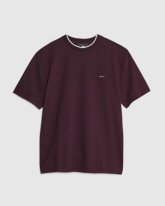 Red Slim Fit Textured T-Shirt
