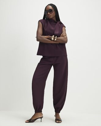 Red Tailored Cuff Joggers