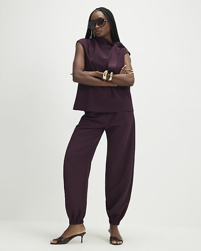 Red Tailored Cuff Joggers