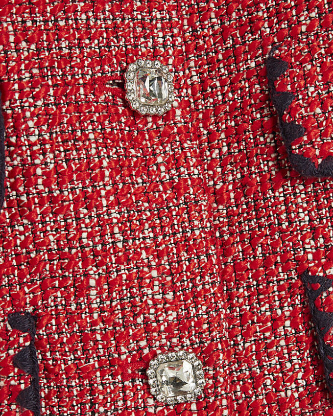 Red Whipstitch Boucle Trophy Jacket
