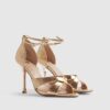 Rose Gold Cross Over Strap Heeled Sandals