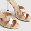 Rose Gold Cross Over Strap Heeled Sandals