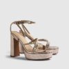Rose Gold Diamante Platform Heeled Sandals