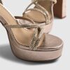 Rose Gold Diamante Platform Heeled Sandals