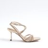 Rose Gold Diamante Strappy Heeled Sandals