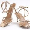 Rose Gold Diamante Strappy Heeled Sandals