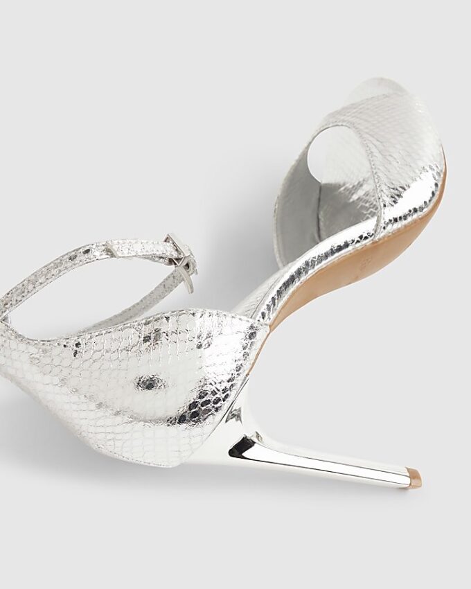Silver Closed Back Heeled Sandals