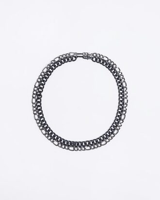 Silver colour multirow chunky necklace