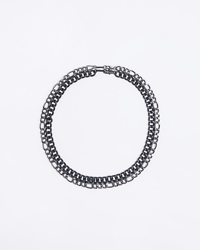 Silver colour multirow chunky necklace