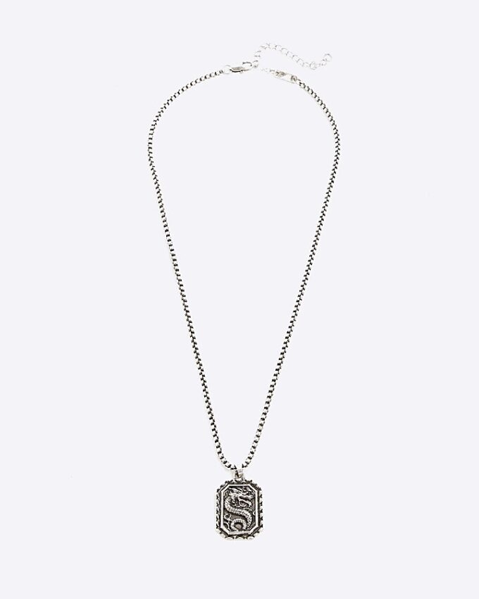 Silver Dragon Tag Necklace