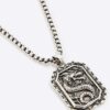 Silver Dragon Tag Necklace