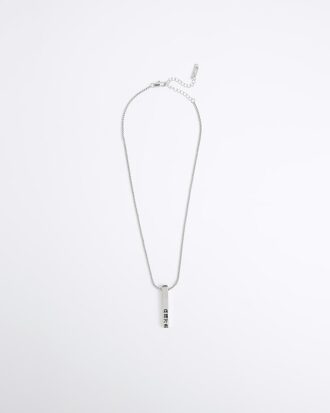 Silver Japanese Bar Pendant Necklace