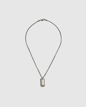 Silver Metal Double Dog Tag Necklace