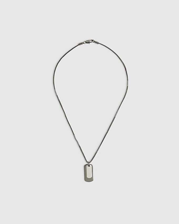 Silver Metal Double Dog Tag Necklace