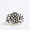 Silver Rhodium Compass Ring