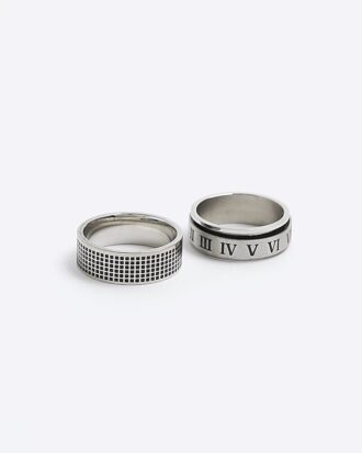 Silver stainless steel pack of 2 rings
