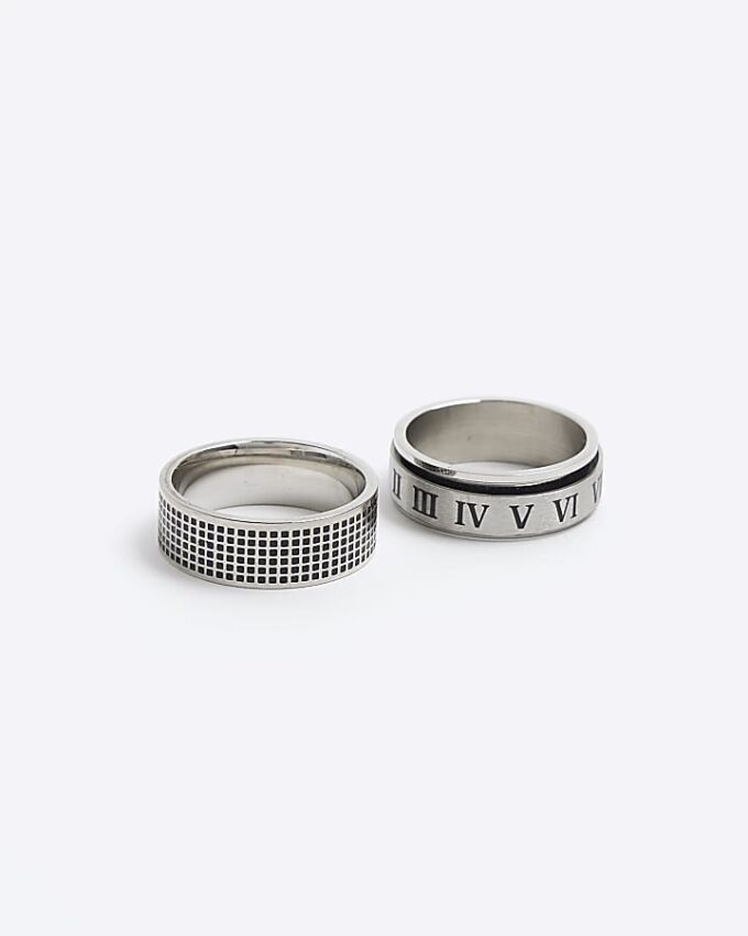 Silver stainless steel pack of 2 rings