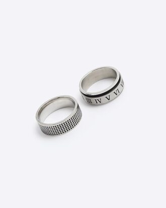 Silver stainless steel pack of 2 rings