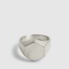 Silver Steel Brushed Hexagon Ring