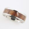 Silver Steel Wood Effect Inlay Ring