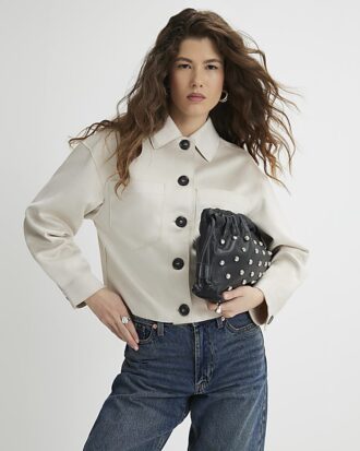 Stone Faux Suede Overshirt