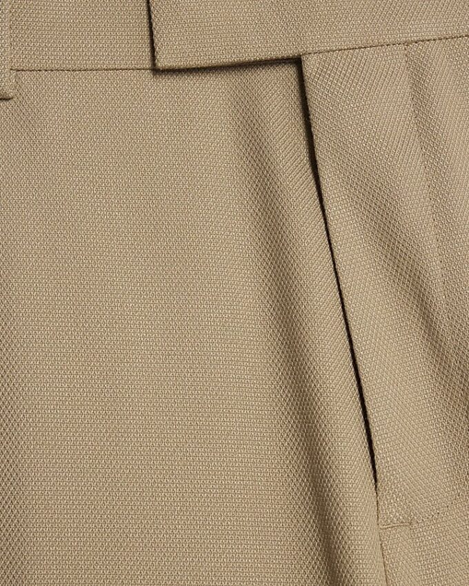 Stone Skinny Fit Textured Suit Trousers