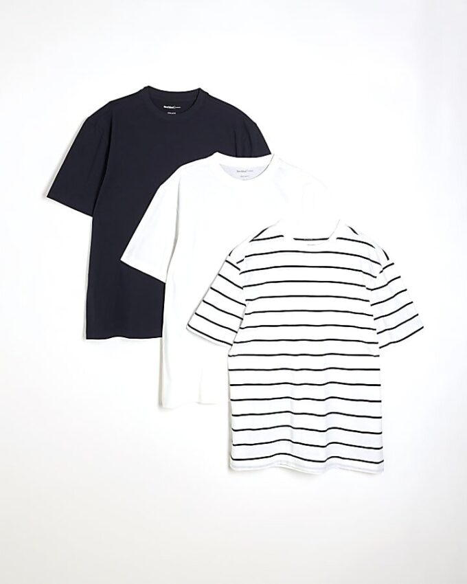 White 3 Pack Regular Fit Stripe T-Shirt