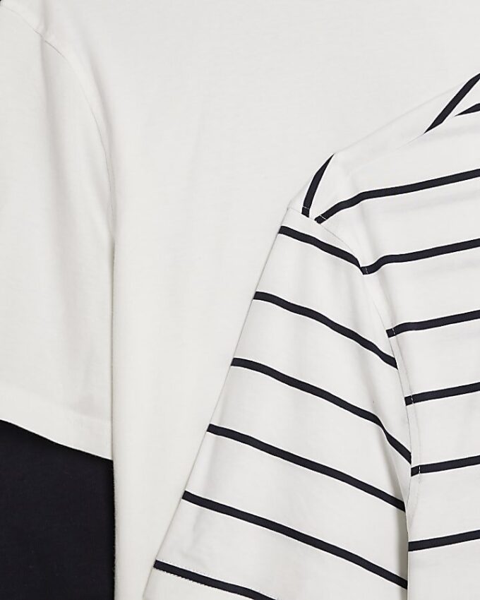 White 3 Pack Regular Fit Stripe T-Shirt