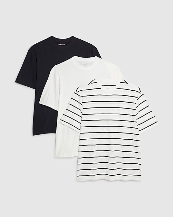 White 3 Pack Regular Fit Stripe T-Shirt