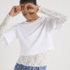 White Boxy Lace Hybrid T-shirt