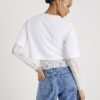 White Boxy Lace Hybrid T-shirt