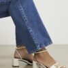 White Branded Block Heel Sandals
