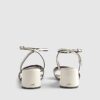 White Branded Block Heel Sandals