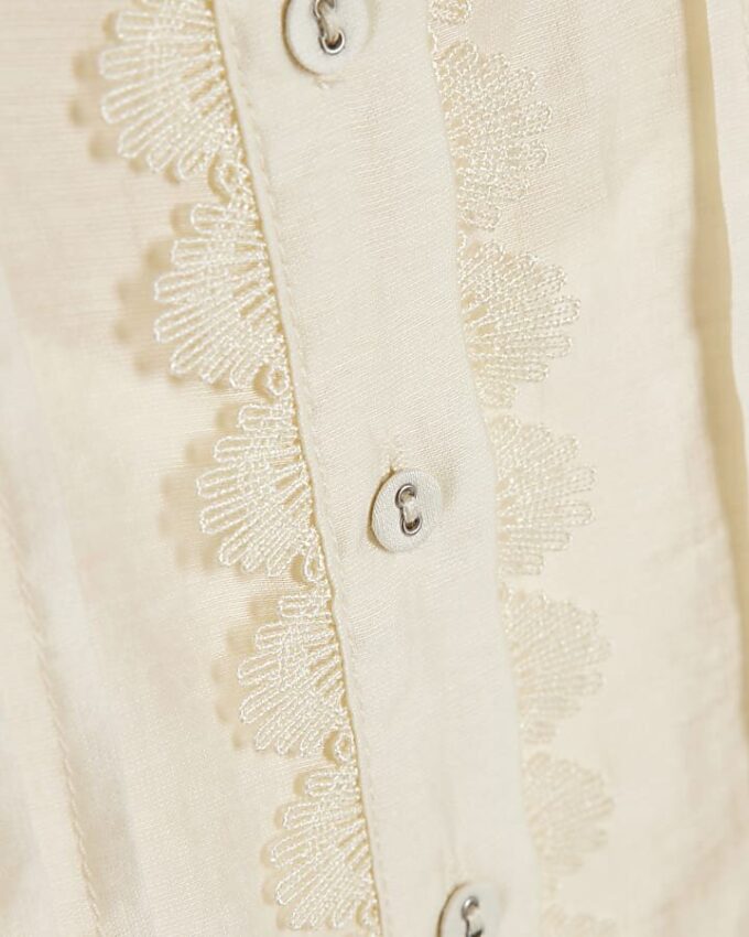 White Broderie Long Sleeve Shirt