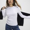 White Button Shoulder Rib Top