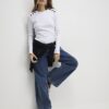 White Button Shoulder Rib Top