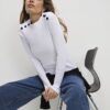 White Button Shoulder Rib Top