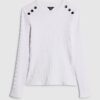 White Button Shoulder Rib Top