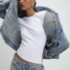 White Cotton Long Sleeve Fitted Top