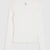 White Cotton Long Sleeve Fitted Top