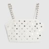 White Embellished Beach Crop Top