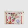 White Floral Print Foldout Purse
