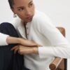 White Fluffy Knit Polo Top