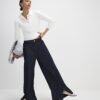 White Fluffy Knit Polo Top