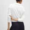 White Fluffy Knit Polo Top