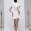 White Frill Sleeve Diamante Peplum Top