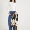 White Long Sleeve Cable Knit Fitted Top